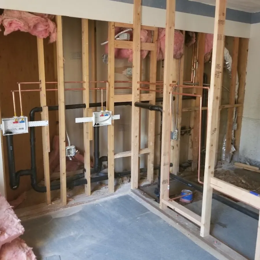 Copper pipe rough-in and plumbing installation in Riverside